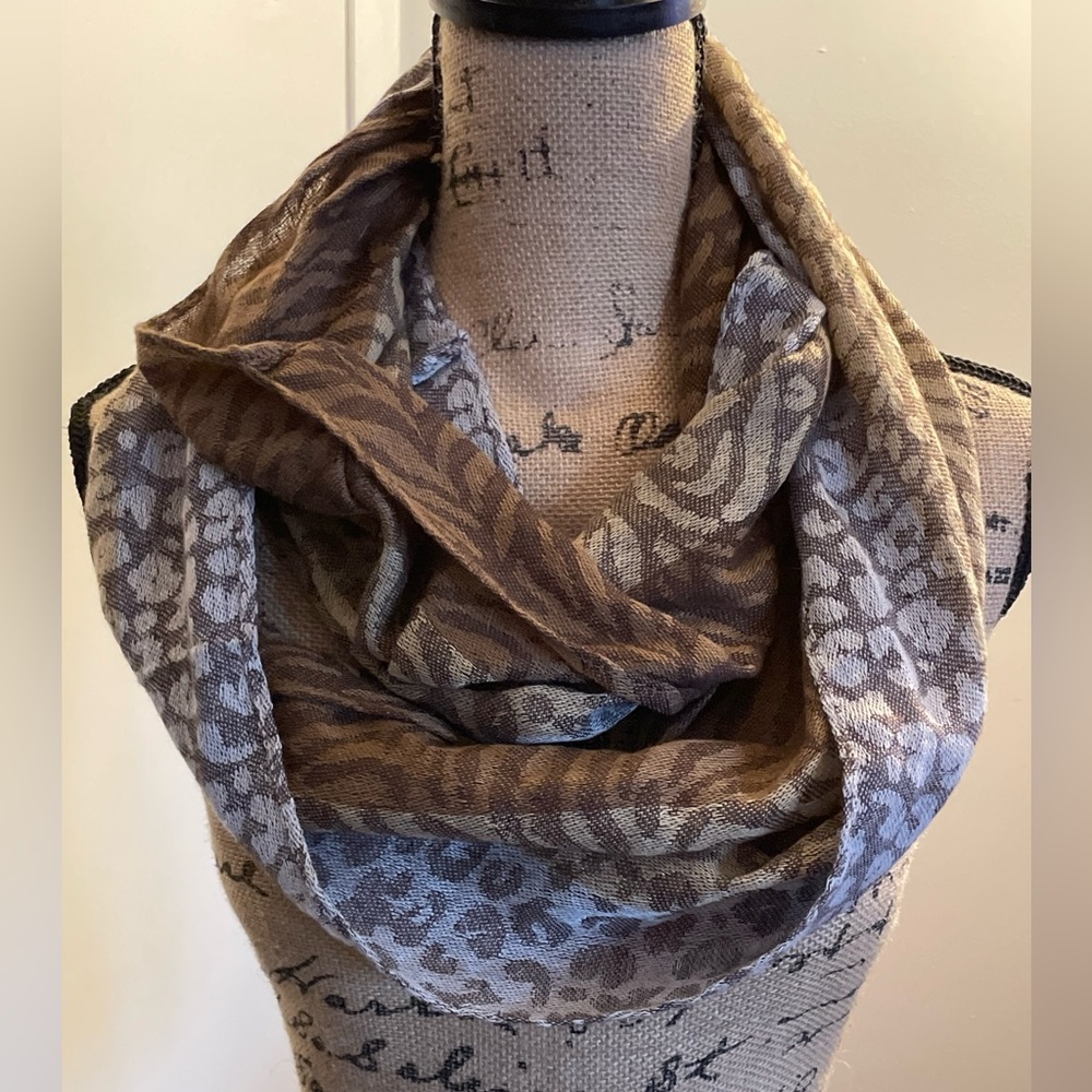Neutral Animal Print Infinity Scarf - Women Accessories